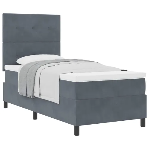 Box spring krevet Tamno siva 90 x 190 cm Baršun - Tamno siva 90 x 190 cm Prošiveno gumbima Cijena