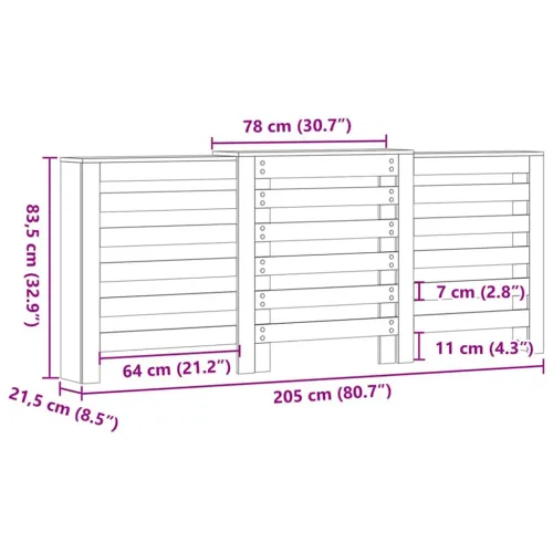 Pokrivač radijatora Crni hrast 205 x 21,5 x 83,5 cm - Crni hrast 205 x 21,5 x 83,5 cm vodoravne letvice Cijena