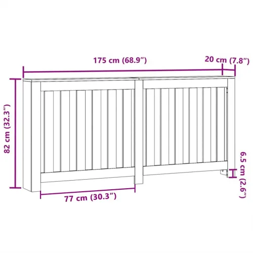 Pokrivač radijatora Crni hrast 175 x 20 x 82 cm - Crni hrast 175 x 20 x 82 cm Okomite letvice Cijena