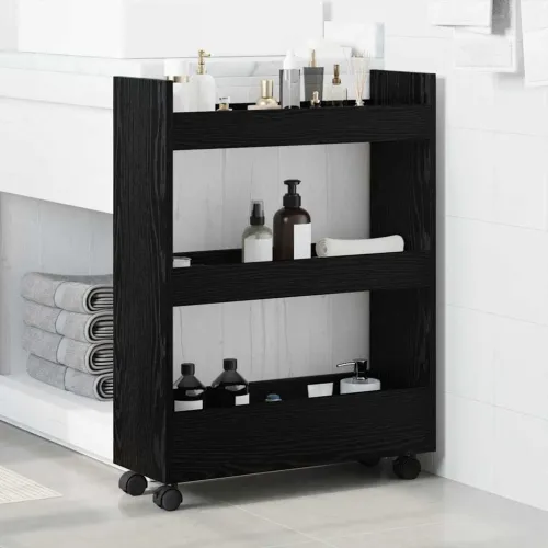 Uska kolica za pohranu Crni hrast 60 x 22 x 80 cm - Crni hrast Cijena
