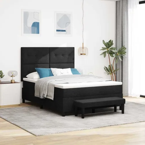 Box spring krevet s uzglavljem Crna 140 x 190 cm tkanina - Crna 140 x 190 cm Prošiveno gumbima Cijena