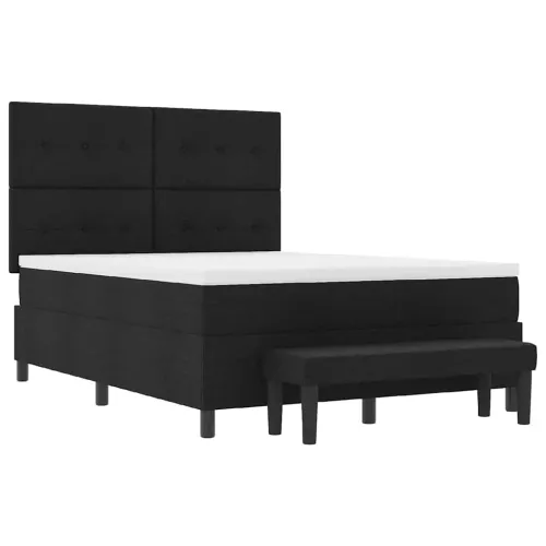 Box spring krevet s uzglavljem Crna 140 x 190 cm tkanina - Crna 140 x 190 cm Prošiveno gumbima Cijena