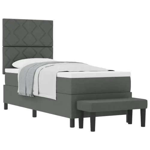 Box spring krevet Tamno siva 80 x 200 cm tkanina - Tamno siva 80 x 200 cm Dizajn s rombovima Cijena