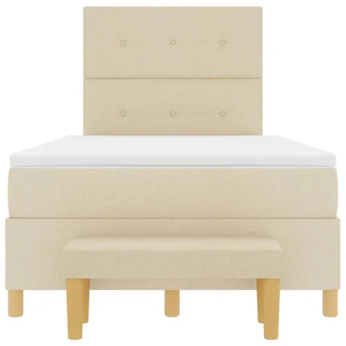 Box spring krevet s uzglavljem Krema 190 x 120 cm tkanina - Krema 120 x 190 cm Prošiveno gumbima Cijena
