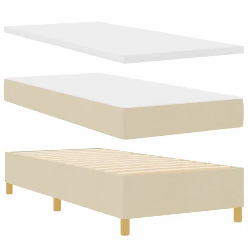 Box spring krevet s jastukom Krema 200 x 100 cm tkanina - Krema 100 x 200 cm Dizajn s rombovima Cijena