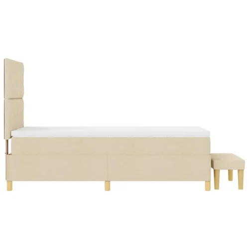 Box spring krevet s jastukom Krema 200 x 100 cm tkanina - Krema 100 x 200 cm Dizajn s rombovima Cijena
