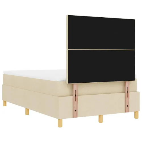 Box spring krevet s uzglavljem Krema 190 x 120 cm tkanina - Krema 120 x 190 cm Dizajn s rombovima Cijena
