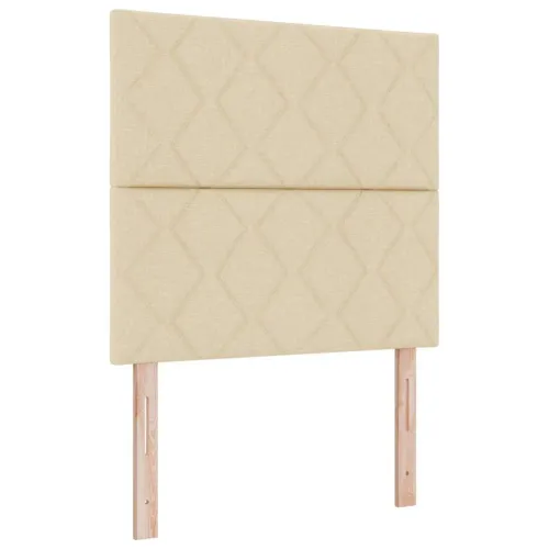 Box spring krevet s uzglavljem Krema 190 x 120 cm tkanina - Krema 120 x 190 cm Dizajn s rombovima Cijena