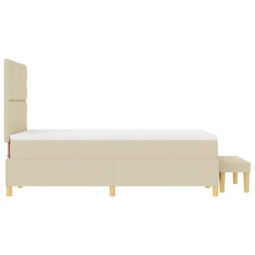 Box spring krevet s uzglavljem Krema 190 x 120 cm tkanina - Krema 120 x 190 cm Dizajn s rombovima Cijena