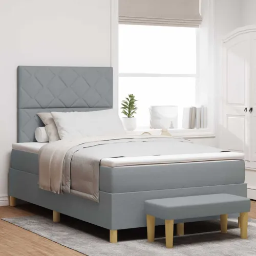 Box spring krevet Svjetlosiva 200 x 120 cm tkanina - Svjetlosiva 120 x 200 cm Dizajn s rombovima Cijena