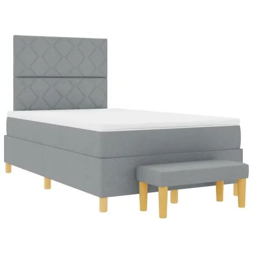 Box spring krevet Svjetlosiva 200 x 120 cm tkanina - Svjetlosiva 120 x 200 cm Dizajn s rombovima Cijena