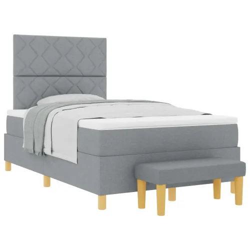 Box spring krevet Svjetlosiva 200 x 120 cm tkanina - Svjetlosiva 120 x 200 cm Dizajn s rombovima Cijena