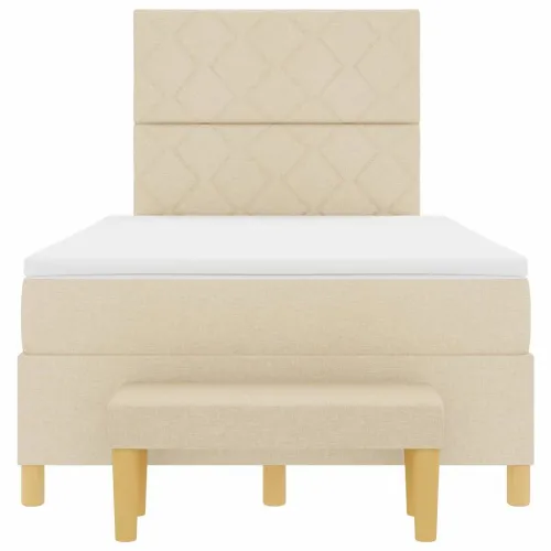 Box spring krevet s uzglavljem Krema 200 x 120 cm tkanina - Krema 120 x 200 cm Dizajn s rombovima Cijena