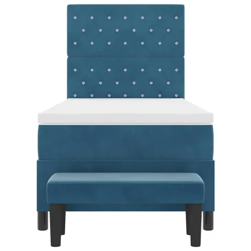 Box spring krevet Tamno plava 190 x 90 cm Baršun - Tamno plava 90 x 190 cm Kristal s dugmadima Cijena