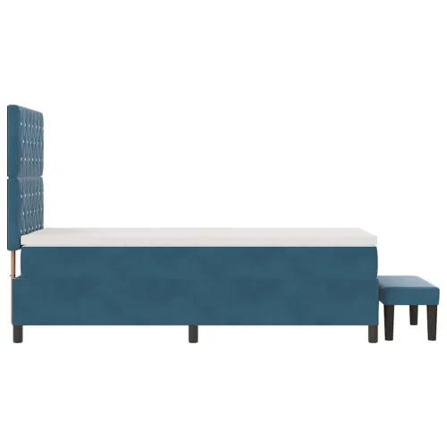 Box spring krevet Tamno plava 190 x 90 cm Baršun - Tamno plava 90 x 190 cm Kristal s dugmadima Cijena