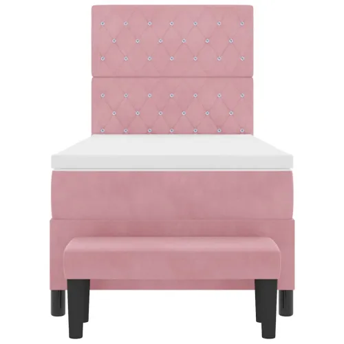 Box spring krevet Ružičasta 190 x 90 cm Baršun - Ružičasta 90 x 190 cm Kristal s dugmadima Cijena