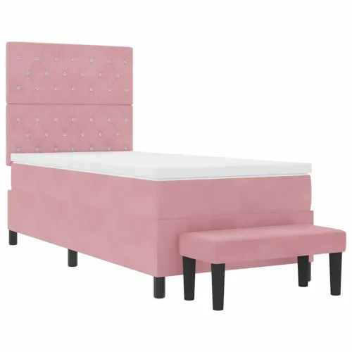 Box spring krevet Ružičasta 190 x 90 cm Baršun - Ružičasta 90 x 190 cm Kristal s dugmadima Cijena