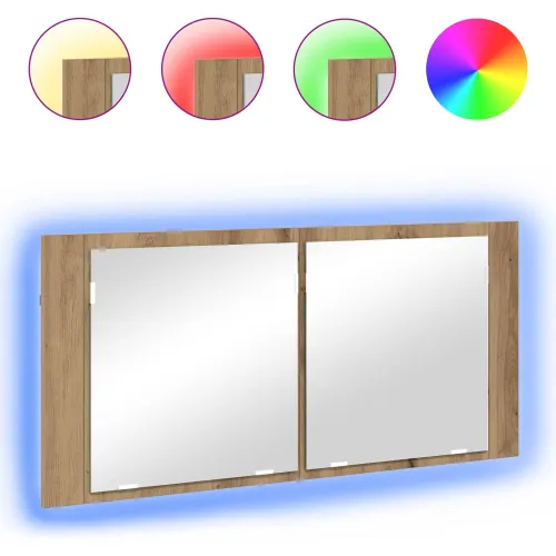LED Ogledalo s Ormarom Umjetnički hrast 100 x 12 x 45 cm - hrast artisan Cijena