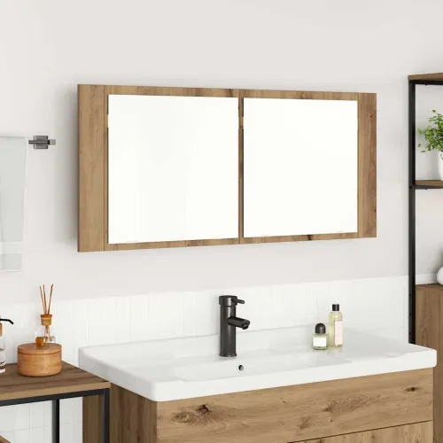 LED Ogledalo s Ormarom Umjetnički hrast 100 x 12 x 45 cm - hrast artisan Cijena
