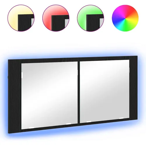 LED Ogledalo s Ormarom Crni hrast 100 x 12 x 45 cm - Crni hrast Cijena