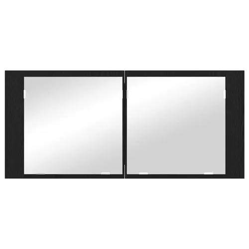 LED Ogledalo s Ormarom Crni hrast 100 x 12 x 45 cm - Crni hrast Cijena