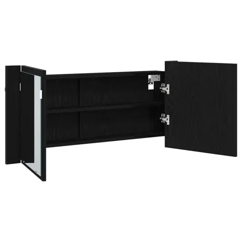 LED Ogledalo s Ormarom Crni hrast 100 x 12 x 45 cm - Crni hrast Cijena