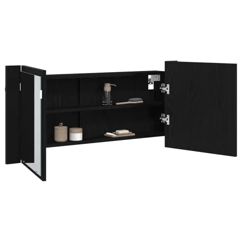 LED Ogledalo s Ormarom Crni hrast 100 x 12 x 45 cm - Crni hrast Cijena