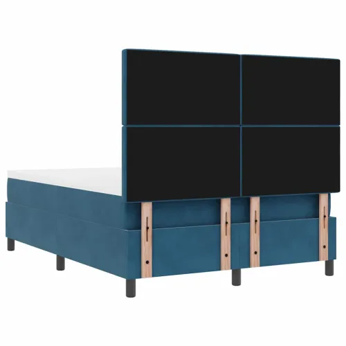 Box spring krevet Tamno plava 190 x 140 cm Baršun - Tamno plava 140 x 190 cm Kristal s dugmadima Cijena