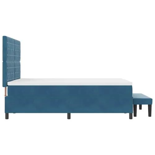 Box spring krevet Tamno plava 190 x 140 cm Baršun - Tamno plava 140 x 190 cm Kristal s dugmadima Cijena