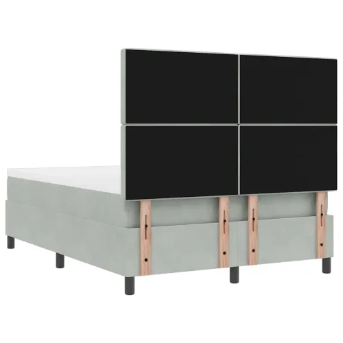 Box spring krevet Svjetlosiva 200 x 160 cm Baršun - Svjetlosiva 160 x 200 cm Kristal s dugmadima Cijena