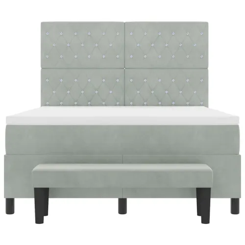 Box spring krevet Svjetlosiva 200 x 160 cm Baršun - Svjetlosiva 160 x 200 cm Kristal s dugmadima Cijena