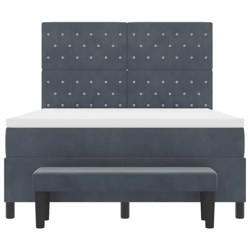 Box spring krevet Tamno siva 200 x 160 cm Baršun - Tamno siva 160 x 200 cm Kristal s dugmadima Cijena