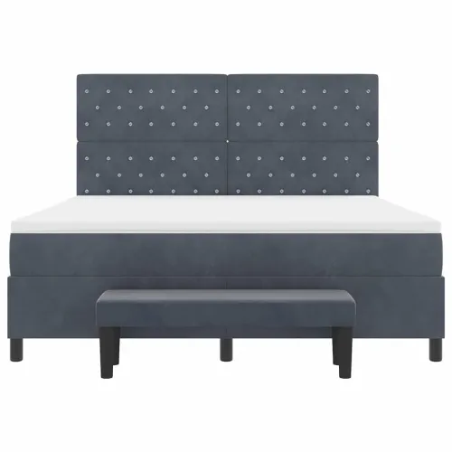 Box spring krevet Tamno siva 200 x 180 cm Baršun - Tamno siva 180 x 200 cm Kristal s dugmadima Cijena