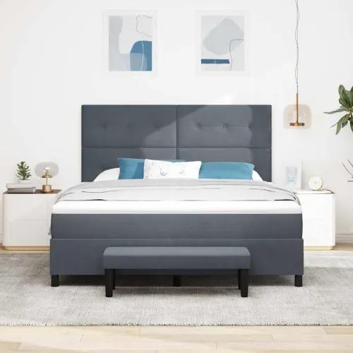 Box spring krevet Tamno siva 200 x 180 cm Baršun - Tamno siva 180 x 200 cm Kristal s dugmadima Cijena