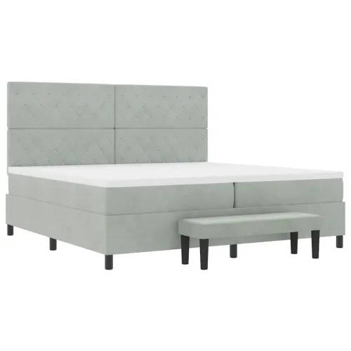 Box spring krevet Svjetlosiva 200 x 200 cm Baršun - Svjetlosiva 200 x 200 cm Kristal s dugmadima Cijena