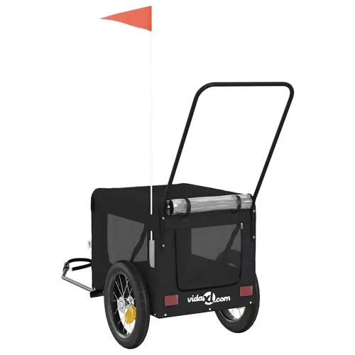 Prikolica za bicikl za ljubimce crna od tkanine i željeza - Crna 120 x 54.5 x 53 cm Cijena