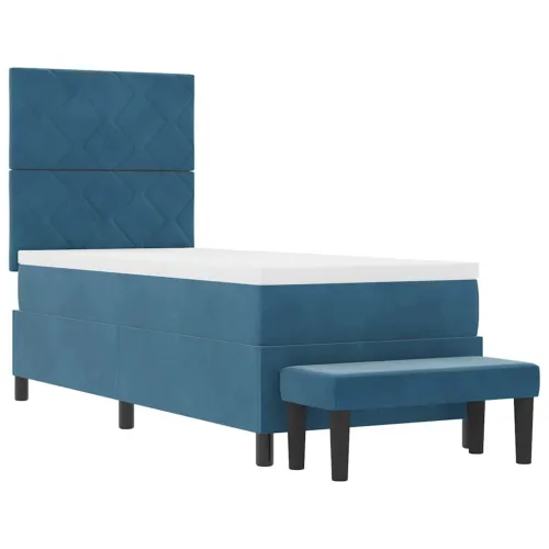 Box spring krevet Tamno plava 200 x 80 cm Baršun - Tamno plava 80 x 200 cm Dizajn s rombovima Cijena