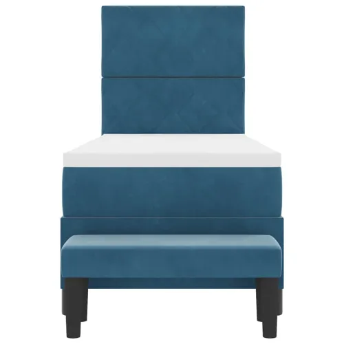 Box spring krevet Tamno plava 200 x 80 cm Baršun - Tamno plava 80 x 200 cm Dizajn s rombovima Cijena