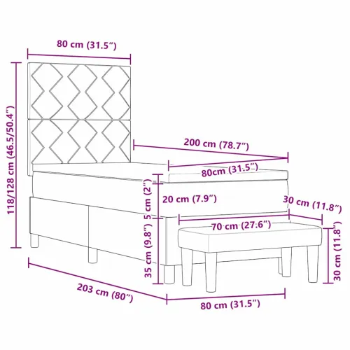 Box spring krevet Tamno plava 200 x 80 cm Baršun - Tamno plava 80 x 200 cm Dizajn s rombovima Cijena