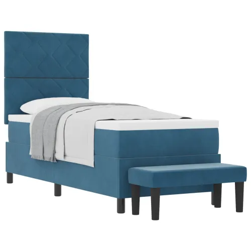 Box spring krevet Tamno plava 200 x 80 cm Baršun - Tamno plava 80 x 200 cm Dizajn s rombovima Cijena