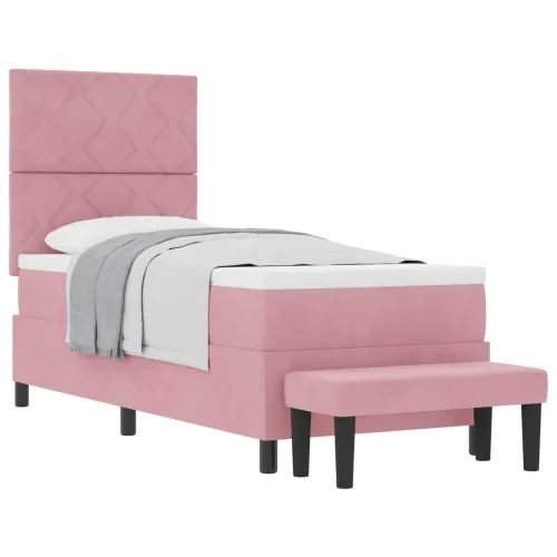 Box spring krevet Ružičasta 200 x 80 cm Baršun - Ružičasta 80 x 200 cm Dizajn s rombovima Cijena