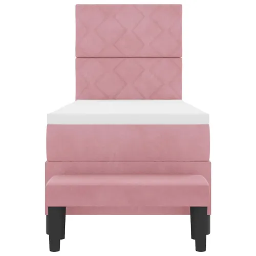 Box spring krevet Ružičasta 200 x 80 cm Baršun - Ružičasta 80 x 200 cm Dizajn s rombovima Cijena