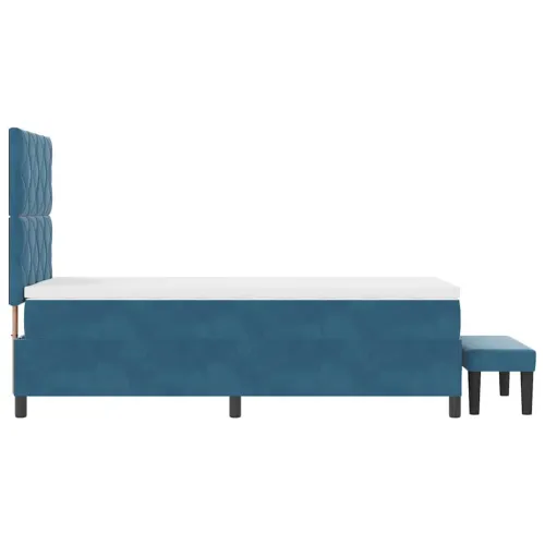 Box spring krevet Tamno plava 190 x 90 cm Baršun - Tamno plava 90 x 190 cm Dizajn s rombovima Cijena