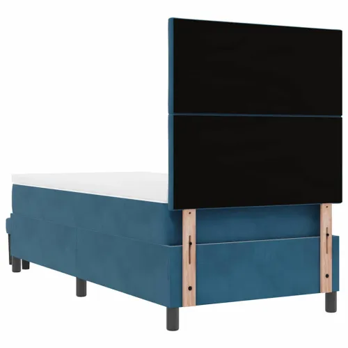 Box spring krevet Tamno plava 190 x 90 cm Baršun - Tamno plava 90 x 190 cm Dizajn s rombovima Cijena