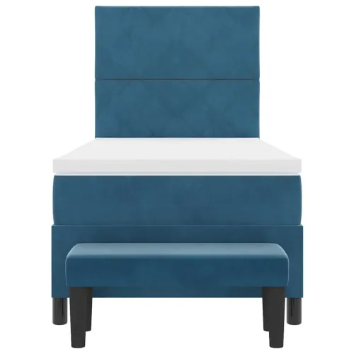 Box spring krevet Tamno plava 190 x 90 cm Baršun - Tamno plava 90 x 190 cm Dizajn s rombovima Cijena