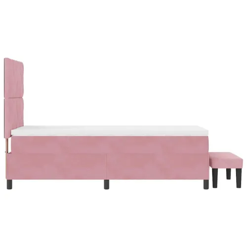Box spring krevet Ružičasta 190 x 90 cm Baršun - Ružičasta 90 x 190 cm Dizajn s rombovima Cijena