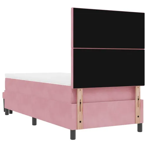 Box spring krevet Ružičasta 190 x 90 cm Baršun - Ružičasta 90 x 190 cm Dizajn s rombovima Cijena