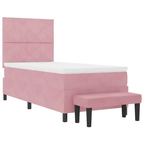 Box spring krevet Ružičasta 190 x 90 cm Baršun - Ružičasta 90 x 190 cm Dizajn s rombovima Cijena