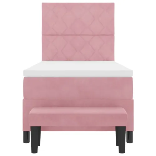 Box spring krevet Ružičasta 190 x 90 cm Baršun - Ružičasta 90 x 190 cm Dizajn s rombovima Cijena