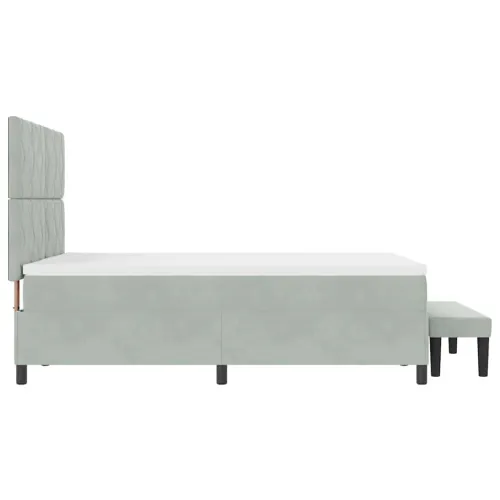Box spring krevet Svjetlosiva 200 x 140 cm Baršun - Svjetlosiva 140 x 200 cm Dizajn s rombovima Cijena